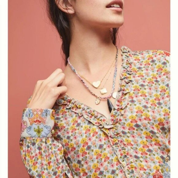 NWT Anthropologie Bl^nk / Bl-nk / Blank Lucia Tunic Blouse in Neutral Mot  Sz XS - Picture 6 of 13